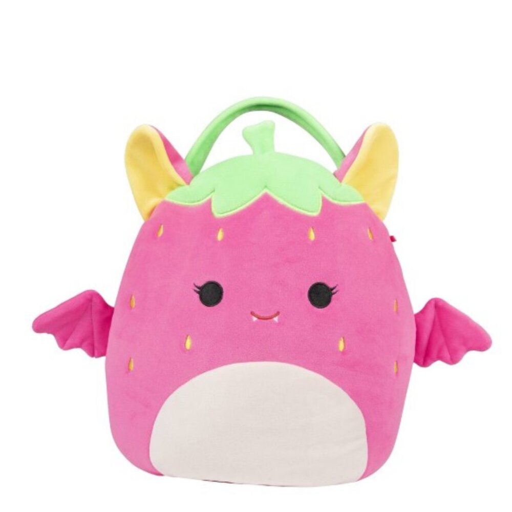 New Squishmallows Gwendolyn The Strawberry Fruit Bat Cute Bag Tote Purse Pail